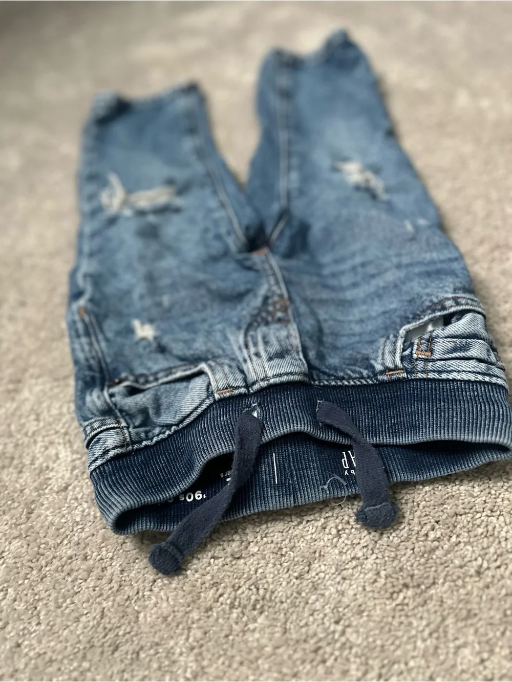 GAP Boys Navy-Trim Distressed Denim Jeans